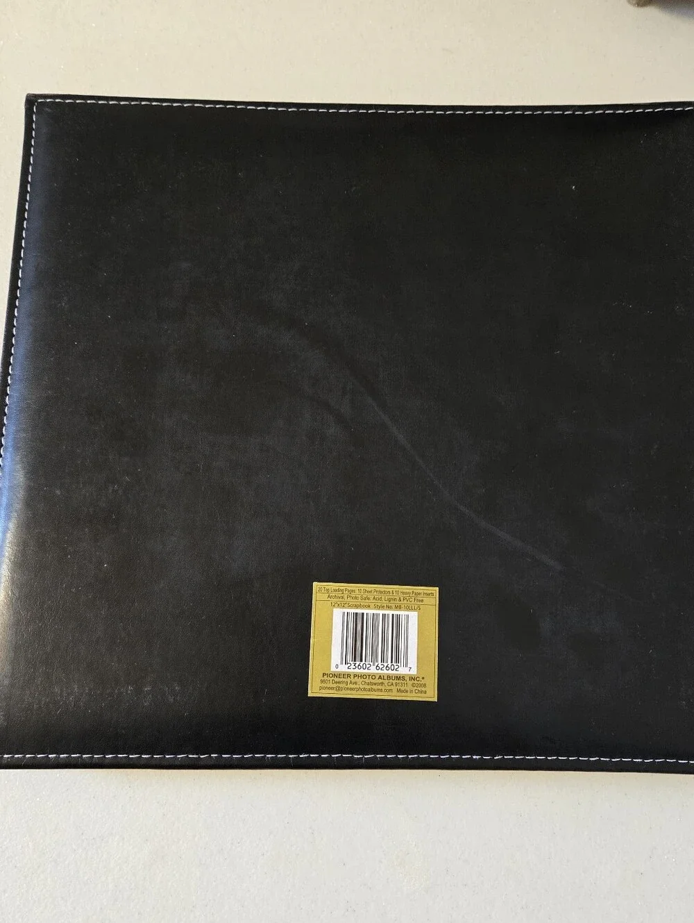 PIONEER Black Photo Album with White Stitching and 'Live, Laugh, Love' Text